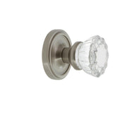Classic Rosette 2-3/8 in. Backset Satin Nickel Privacy Bed/Bath Crystal Glass Door Knob - Super Arbor