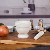 Natural Marble Mortar Off-White and Pestle Spice Grinder Set Pestle Set Kitchen Spices, Herbs, Pesto Grinder