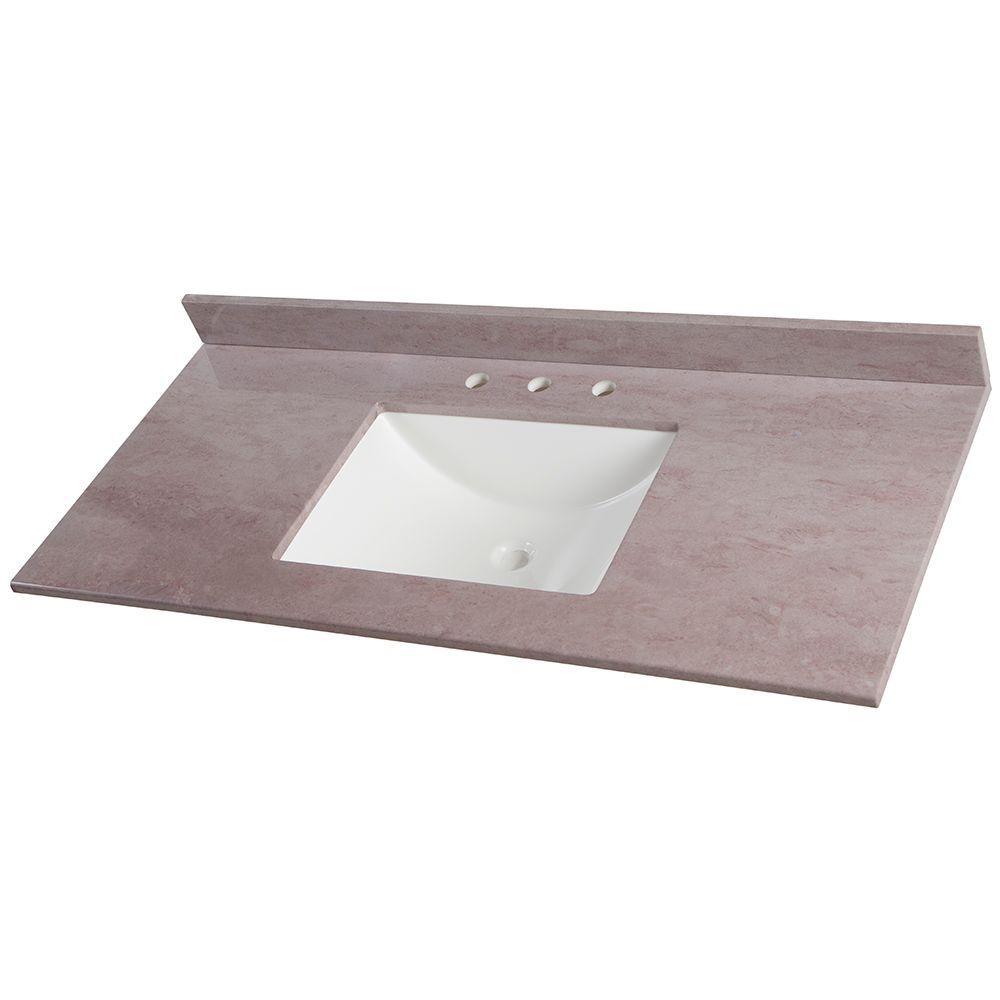 37 in. W x 22 in. D Stone Effects Vanity Top in Cold Fusion with White Sink - Super Arbor