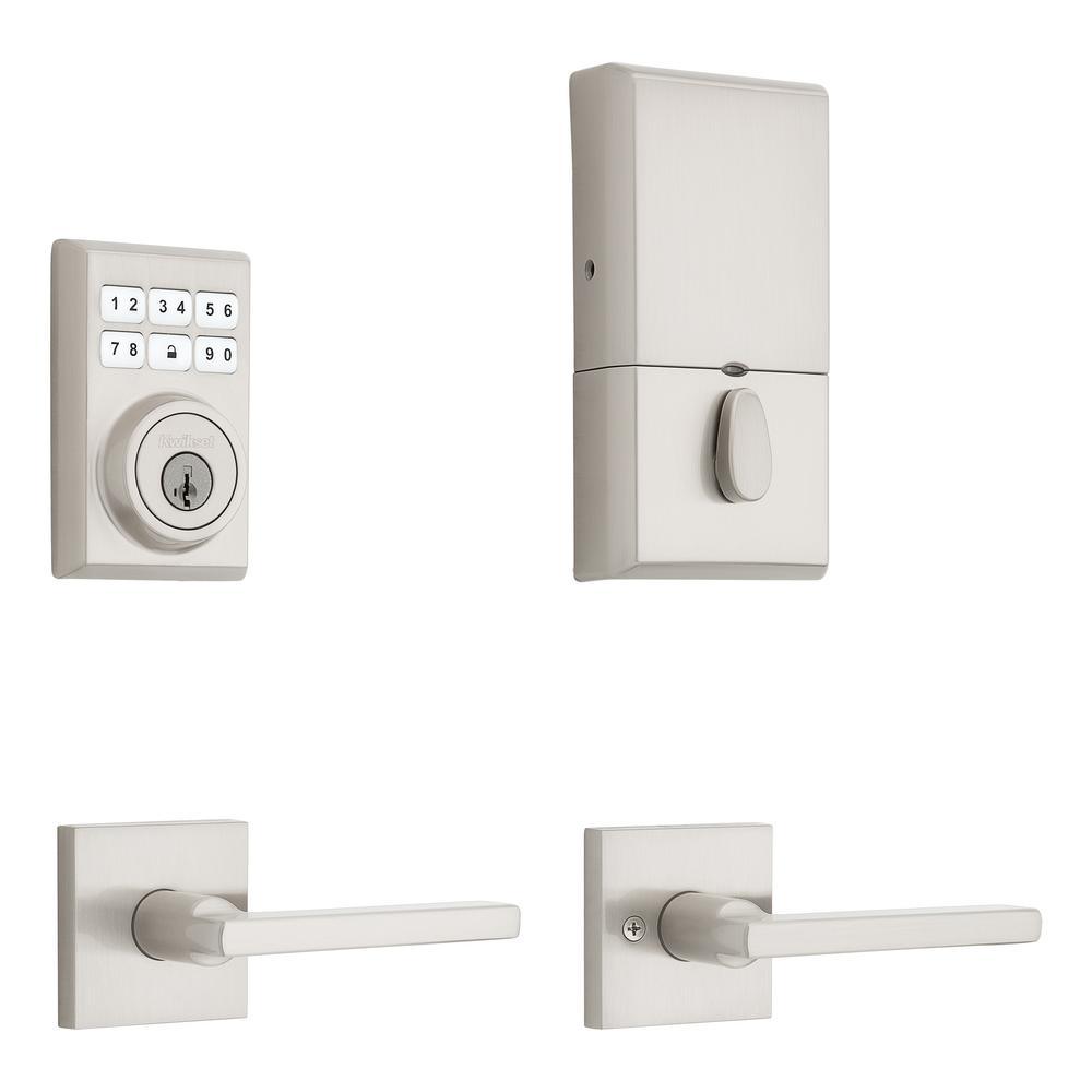 SmartCode Contemporary Venetian Bronze Single Cylinder Electronic Deadbolt and Halifax Lever with SmartKey Security - Super Arbor