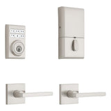 SmartCode Contemporary Venetian Bronze Single Cylinder Electronic Deadbolt and Halifax Lever with SmartKey Security - Super Arbor