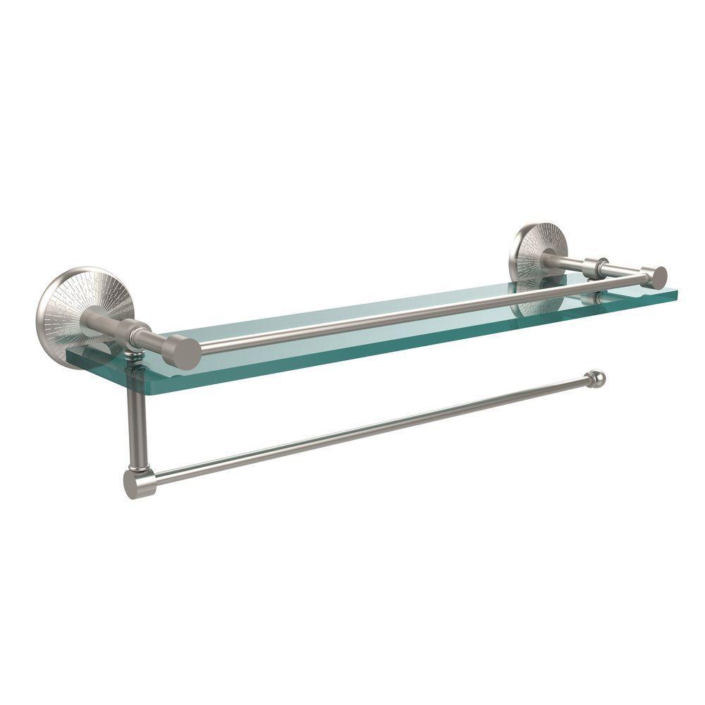 22 in. L x 5 in. H x 5 in. W Paper Towel Holder with Gallery Clear Glass Shelf in Venetian Bronze - Super Arbor