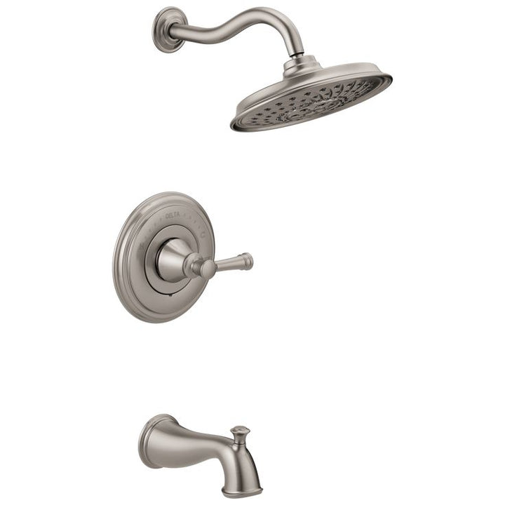 Delta Valdosta with H2Okinetic Technology Spotshield Brushed Nickel 1-Handle Bathtub and Shower Faucet with Valve