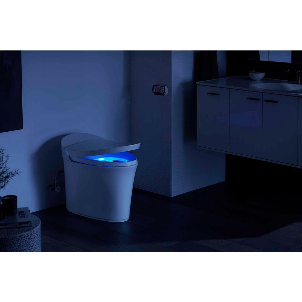 Veil Comfort Height Intelligent 1-Piece 0.8 or 1.28 GPF Dual Flush Elongated Toilet in White Seat Included - Super Arbor