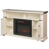 Brannen 60 in. Freestanding Industrial Media Console Electric Fireplace TV Stand in White - Super Arbor