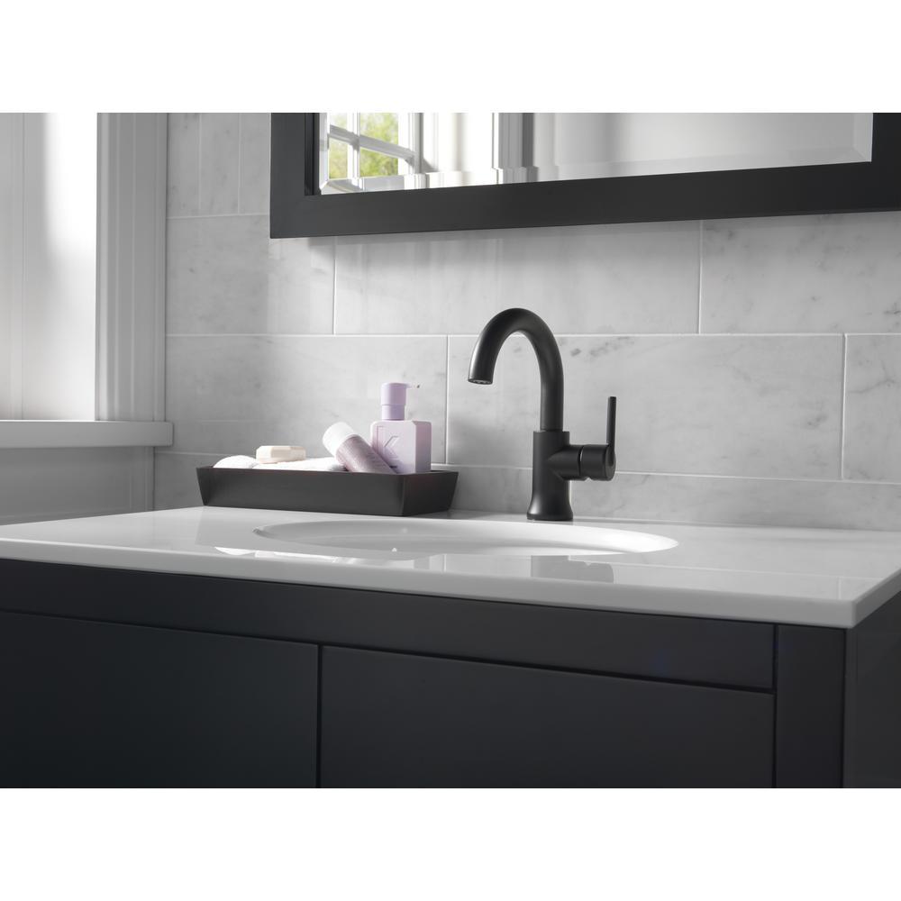 Trinsic Single Hole Single-Handle Bathroom Faucet with Metal Drain Assembly in Matte Black - Super Arbor