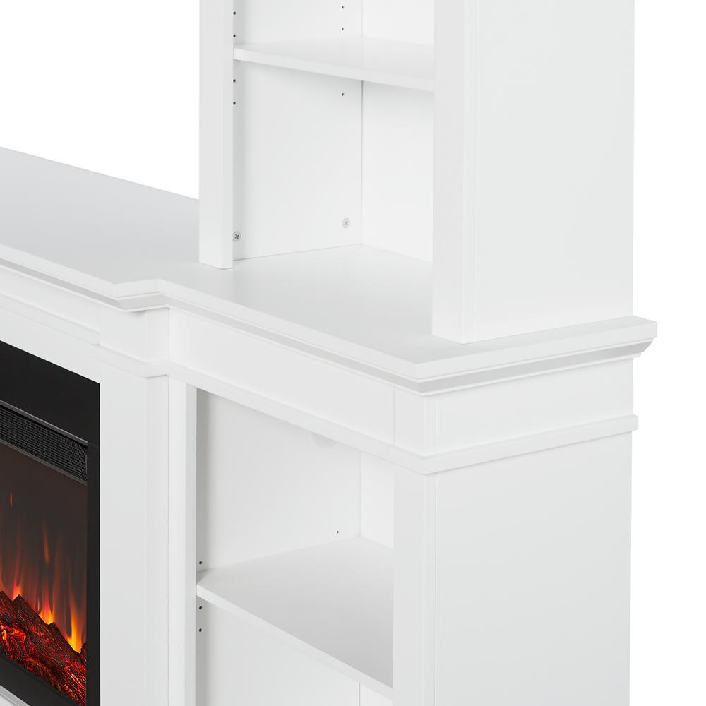 Monte Vista 108 in. Freestanding Electric Fireplace TV Stand in White - Super Arbor
