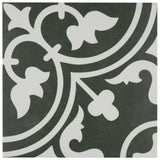 Merola Tile Arte Black Encaustic 9-3/4 in. x 9-3/4 in. Porcelain Floor and Wall Tile (11.11 sq. ft. / Case)