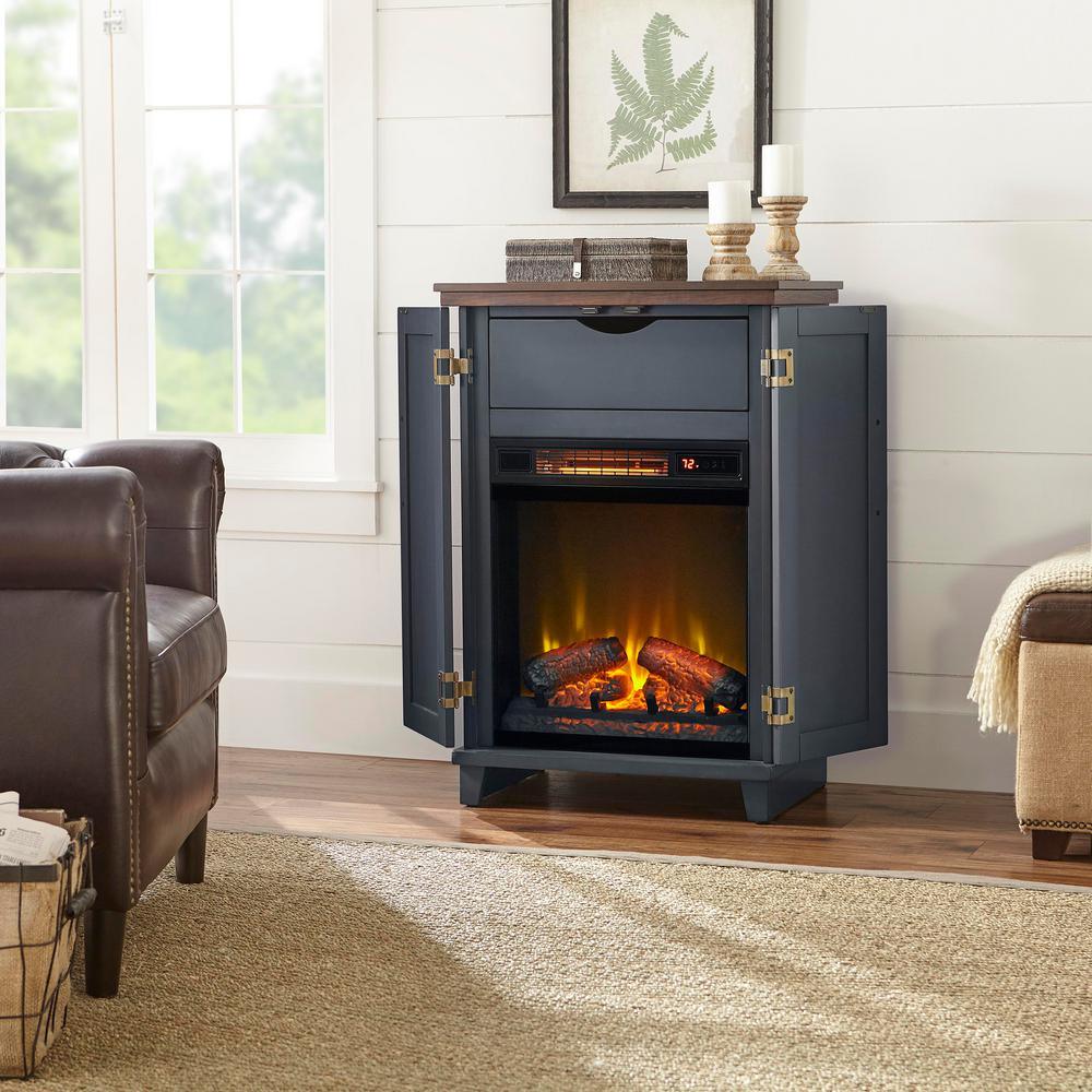 Marshfield 25 in. Freestanding Wall Mantel Electric Fireplace in Dark Blue - Super Arbor