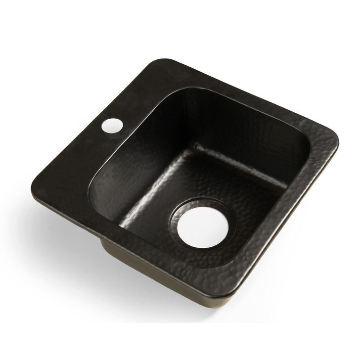 Monarch Hand Hammered Solid Surface Matte Black Baxter Drop-In 15 in. Single Bowl Kitchen Bar Prep Sink