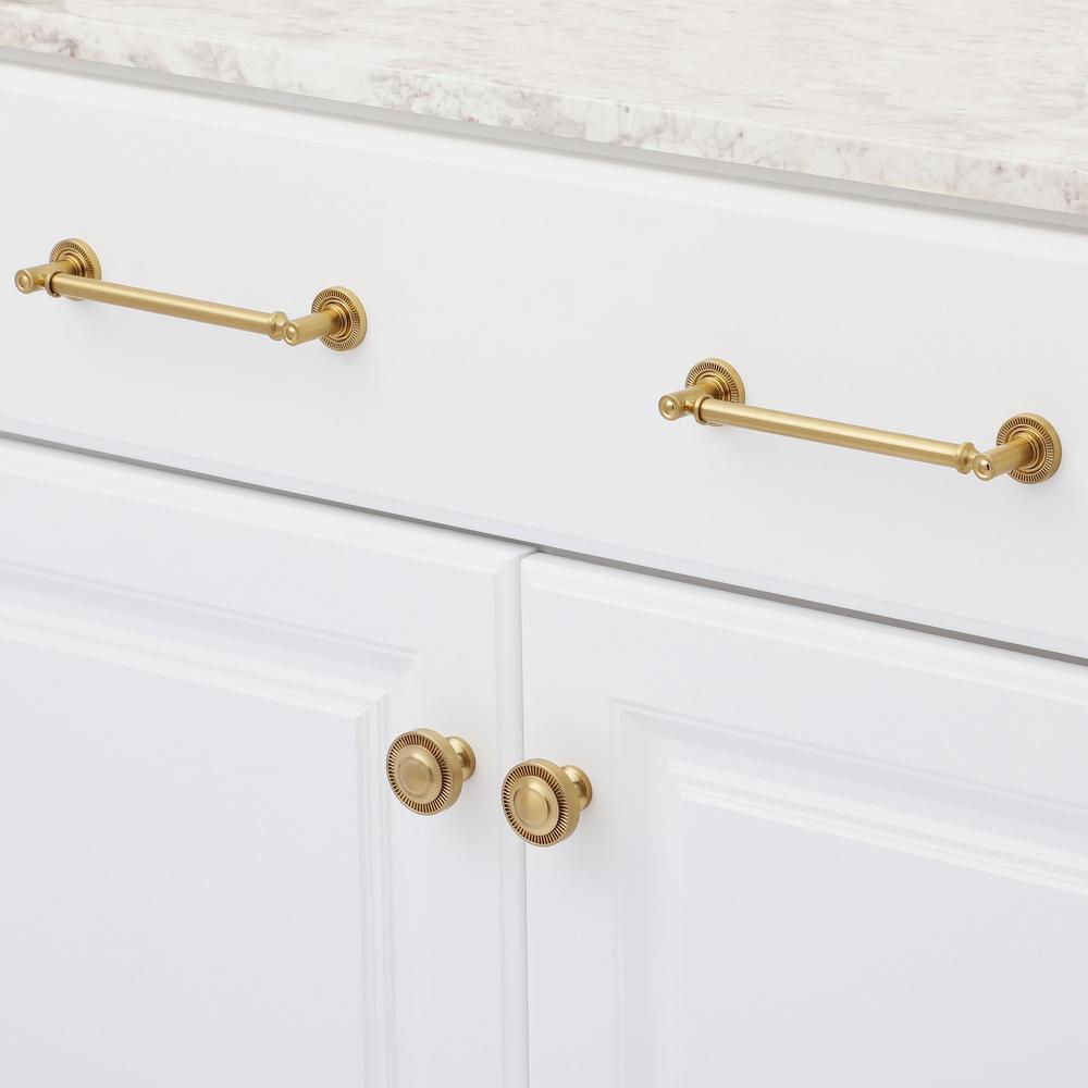 Minted 6 in. Center-to-Center Satin Brass Cabinet Pull - Super Arbor
