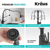 Kraus Bolden Matte Black 1-Handle Deck-Mount Pull-Down Handle Kitchen Faucet