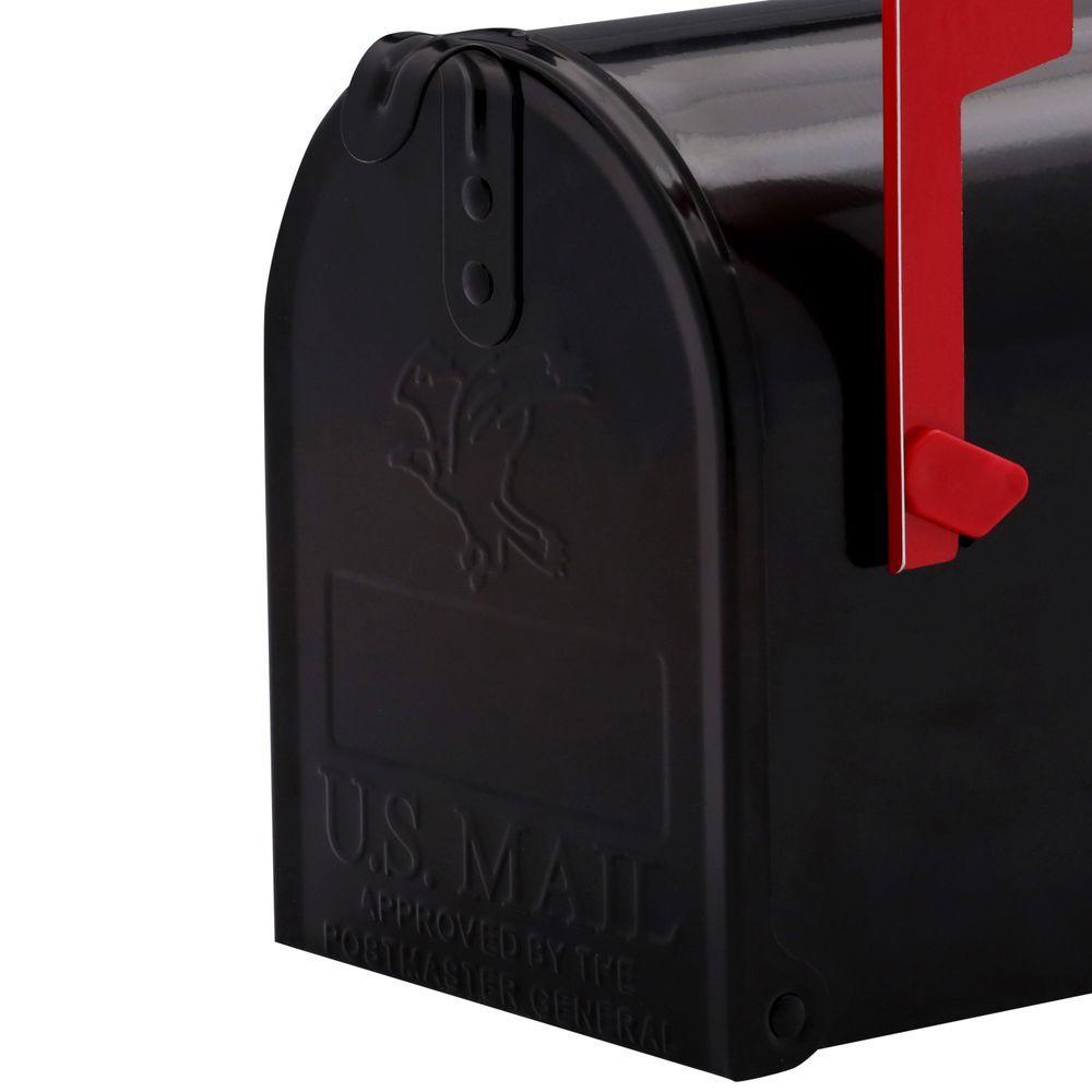 Elite Medium, Steel, Post Mount Mailbox, Black - Super Arbor