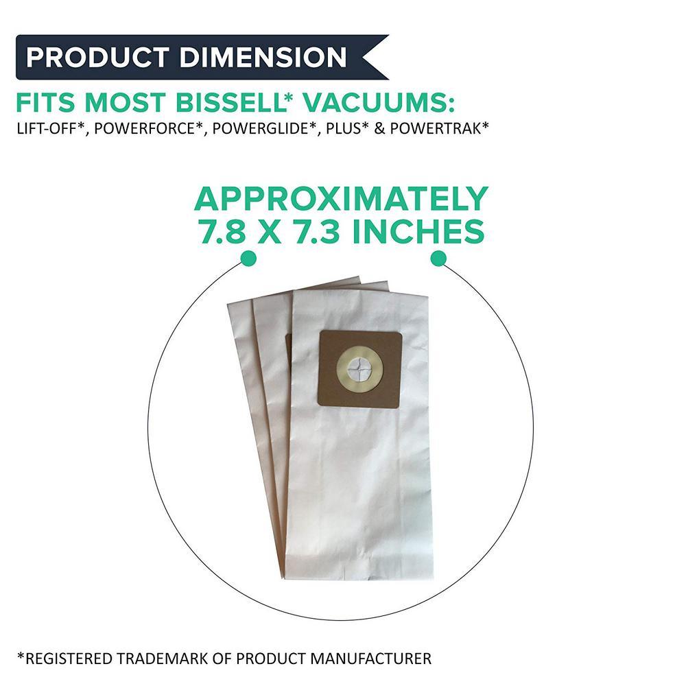 Paper Vacuum Bags, Fit Bissell Style 1, 4, 7, Part 30861 (12-Pack) - Super Arbor