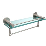 Fresno 16 in. L  x 5 in. H  x 5 in. W Clear Glass Bathroom Shelf with Vanity Rail and Towel Bar in Polished Chrome - Super Arbor