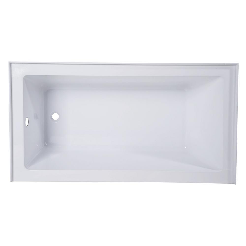 Aqua Eden Jenny 54 in. Acrylic Left-Hand Drain Rectangular Alcove Bathtub in White - Super Arbor