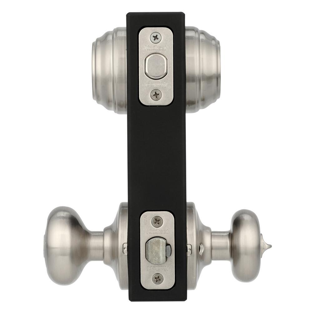 Juno Satin Nickel Exterior Entry Door Knob and Double Cylinder Deadbolt Combo Pack Featuring SmartKey Security - Super Arbor