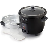 6-Cup Black Rice Cooker with Removable Steam Tray