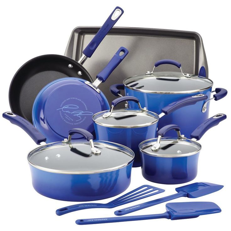 Classic Brights 14-Piece Aluminum Nonstick Cookware Set in Cranberry Red Gradient