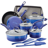 Classic Brights 14-Piece Aluminum Nonstick Cookware Set in Cranberry Red Gradient