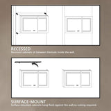 WELLFOR 30 in. W x 32 in. H Rectangular Silver Aluminum Recessed/Surface Mount Medicine Cabinet with Mirror LED and Clock