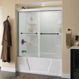 Crestfield 60 in. x 58-1/8 in. Traditional Semi-Frameless Sliding Bathtub Door in Bronze and 1/4 in. (6mm) Niebla Glass - Super Arbor