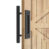 10 in. Black Hexagon Pull and Flush Sliding Barn Door Handle Set - Super Arbor