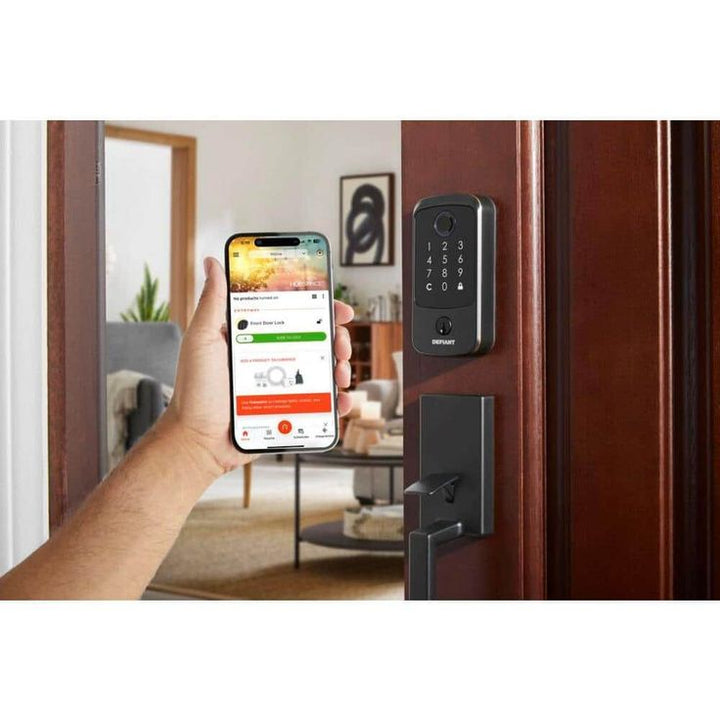 Defiant Hubspace Aged Bronze Square Biometric Fingerprint Electronic Touchpad Deadbolt