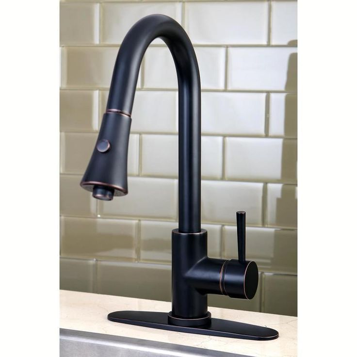 Kingston Brass Concord Oil-Rubbed Bronze 1-Handle Deck-Mount Pull-Down Handle Kitchen Faucet