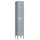 LISSIMO 66 in. 2-Shelf Steel Metal Locker for Home, 1 Door Dressing Room, Gym, Lockable Storage Lockers for Employees in Grey