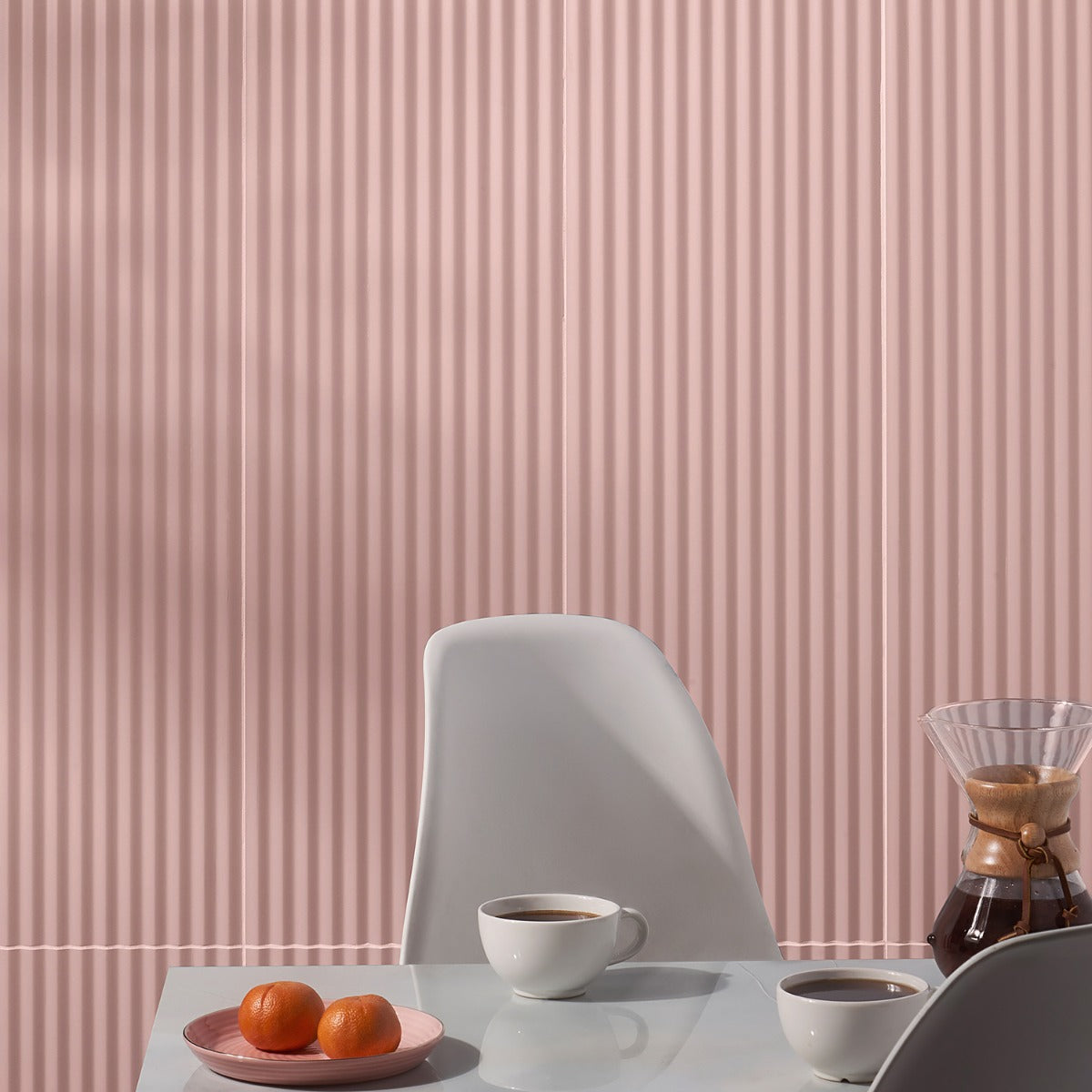 Lux Tile Mod 3D Blush Pink 12x36 Fluted Matte Ceramic Tile