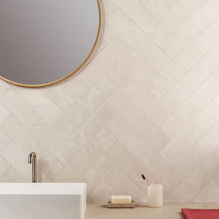 Lux Tile Marmo Perfetto Crema Beige 4x16 Semi-Polished Porcelain Tile