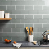 Seaside Steel Blue 4x8 Crackled Glossy Ceramic Tile - Tilebar