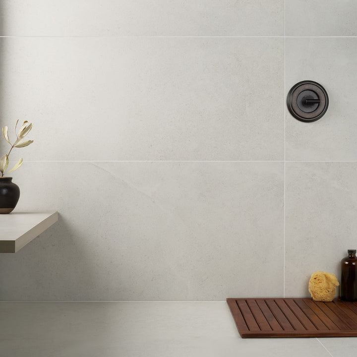 Lux Tile New Rock Perla White Matte Porcelain Tile 24x48
