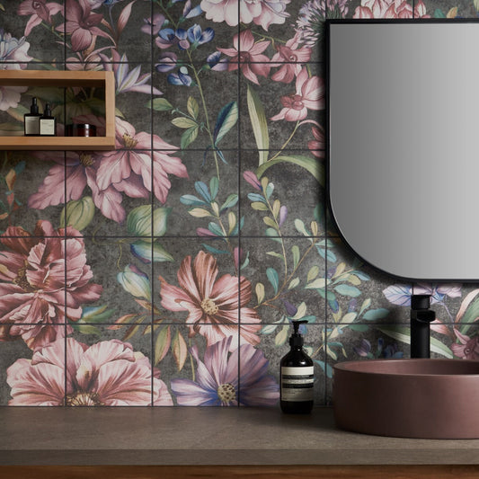 Angela Harris Wilder Garden Pink 8x8 Matte Porcelain Tile