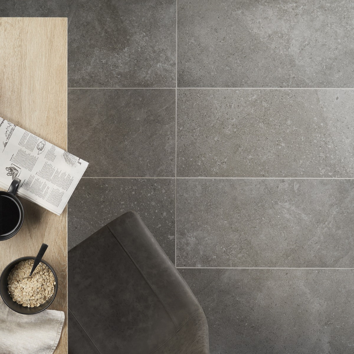 Lux Tile New Rock Fossil Dark Gray 12x24 Matte Porcelain Tile