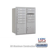 Salsbury Industries 10-Door High Recessed Mounted 4C Horizontal Mailbox with 2 Parcel Lockers, Rear Loading