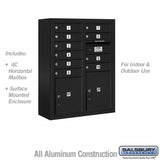 Salsbury Industries 10-Door High Surface Mounted 4C Horizontal Mailbox with 2 Parcel Lockers, Black