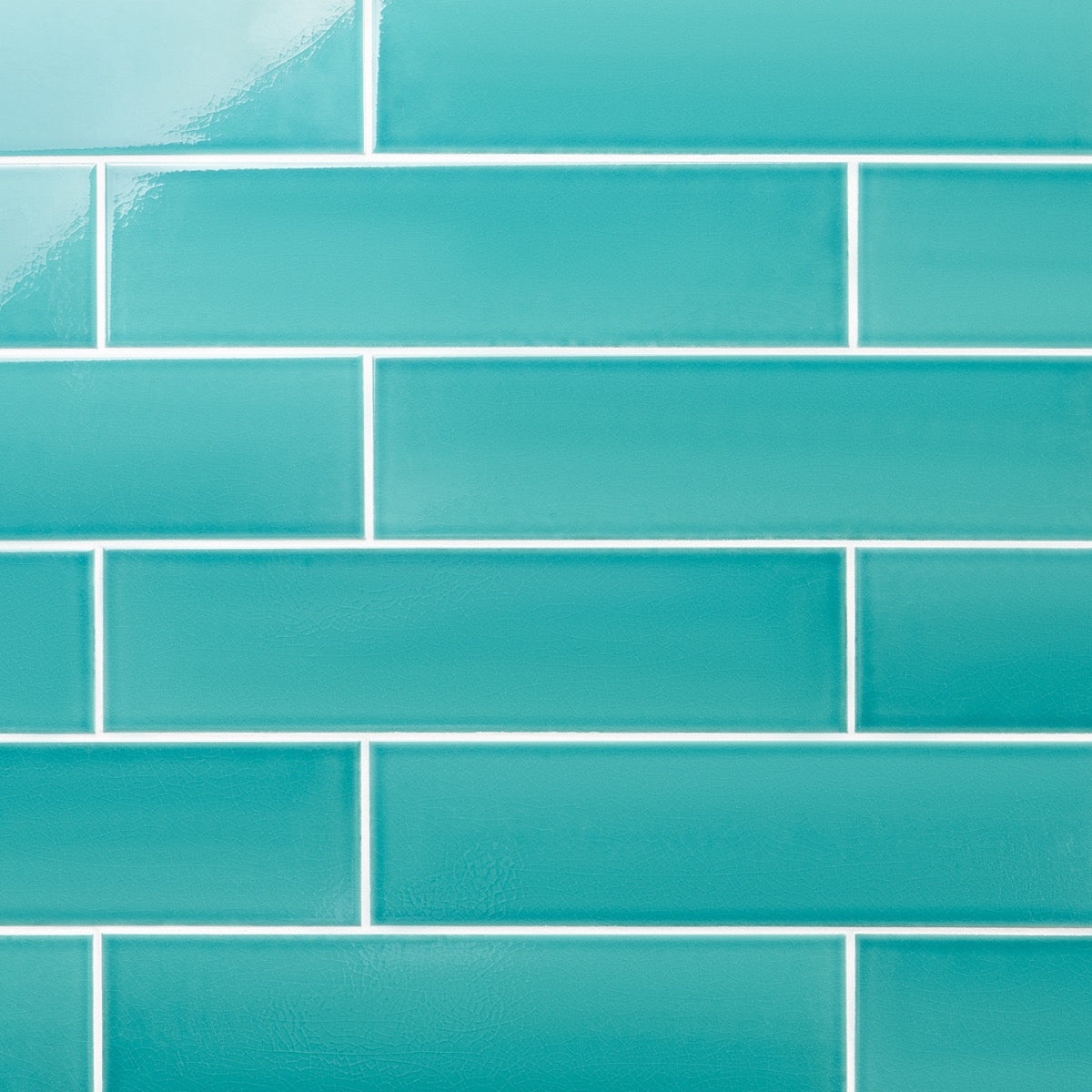 Colorplay Teal Green 4.5x18 Crackled Glossy Ceramic Tile by Lux Tile