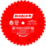Diablo General Purpose Circular Saw Blade for Wood 10" 40 Teeth