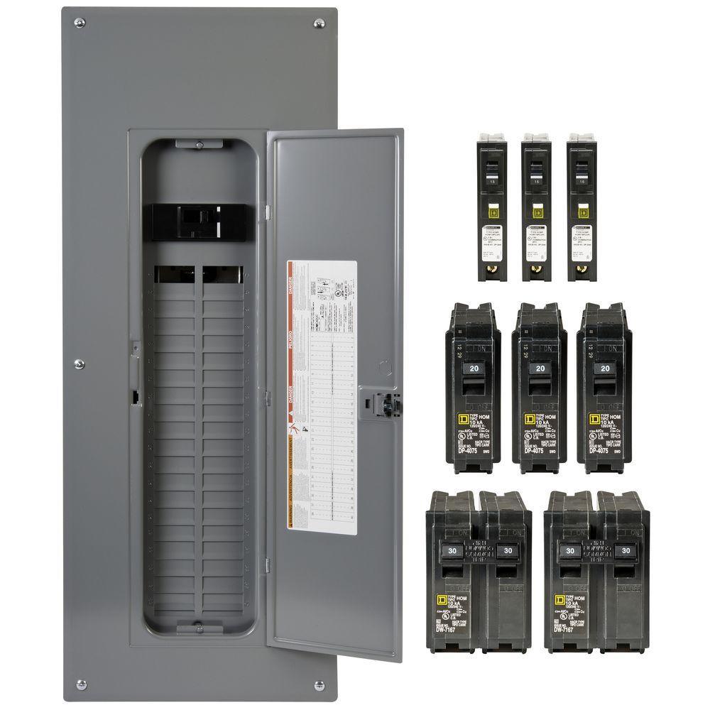 Homeline 200 Amp 30-Space 60-Circuit Indoor Main Breaker Plug-On Neutral Load Center with Cover - CAFI breaker ValuePack - Super Arbor