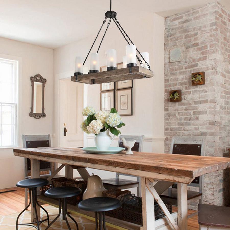 LNC Laius 8-Light Black Farmhouse Chandelier - Super Arbor