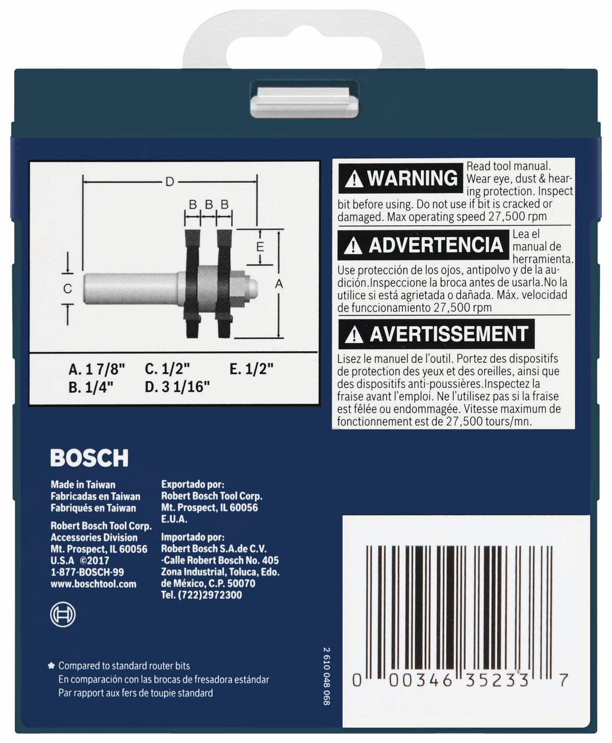 Bosch 1-7/8-in Carbide-Tipped Tongue and Groove Router Bit