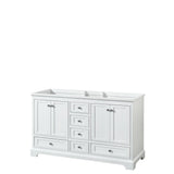 Wyndham Collection Deborah 60-in White Bathroom Vanity Base Cabinet without Top, Polished Chrome Hardware