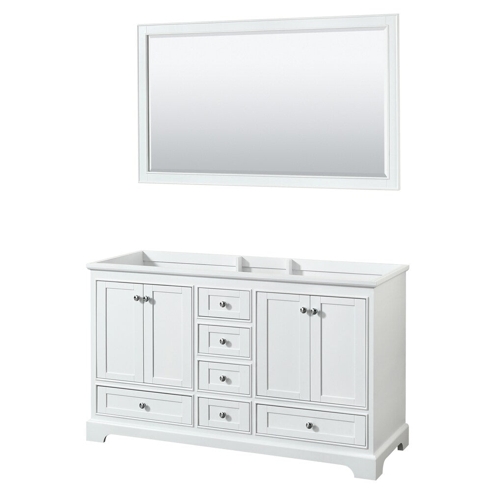 Wyndham Collection Deborah 60-in White Bathroom Vanity Cabinet with Mirror