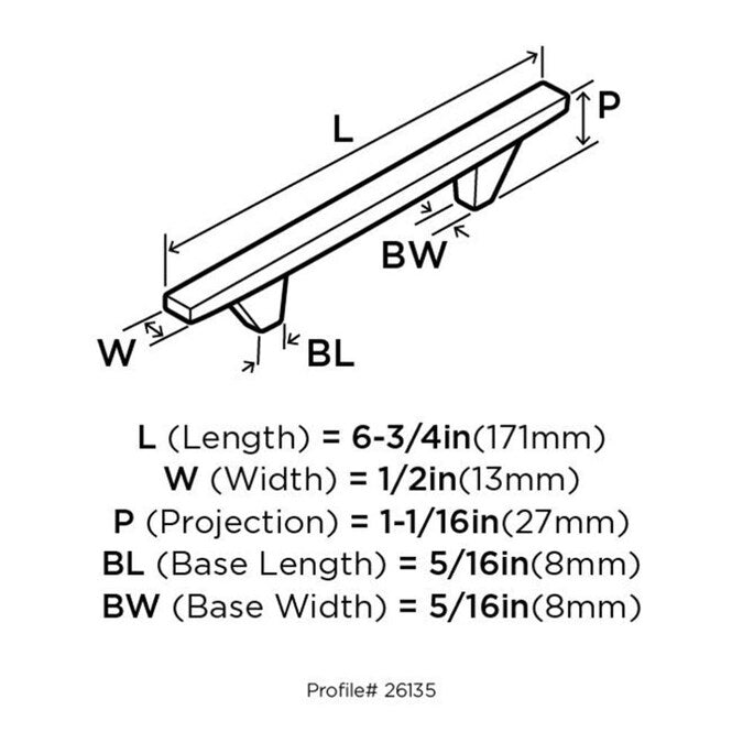 Amerock Sleek 3-3/4-in (96mm) Center to Center Satin Nickel Rectangular Bar Drawer Pull