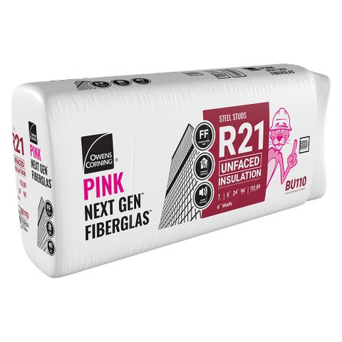 Owens Corning R-21 Unfaced Fiberglass Insulation Batts, 6 in. x 24 in. x 96 in. (4 Bags)