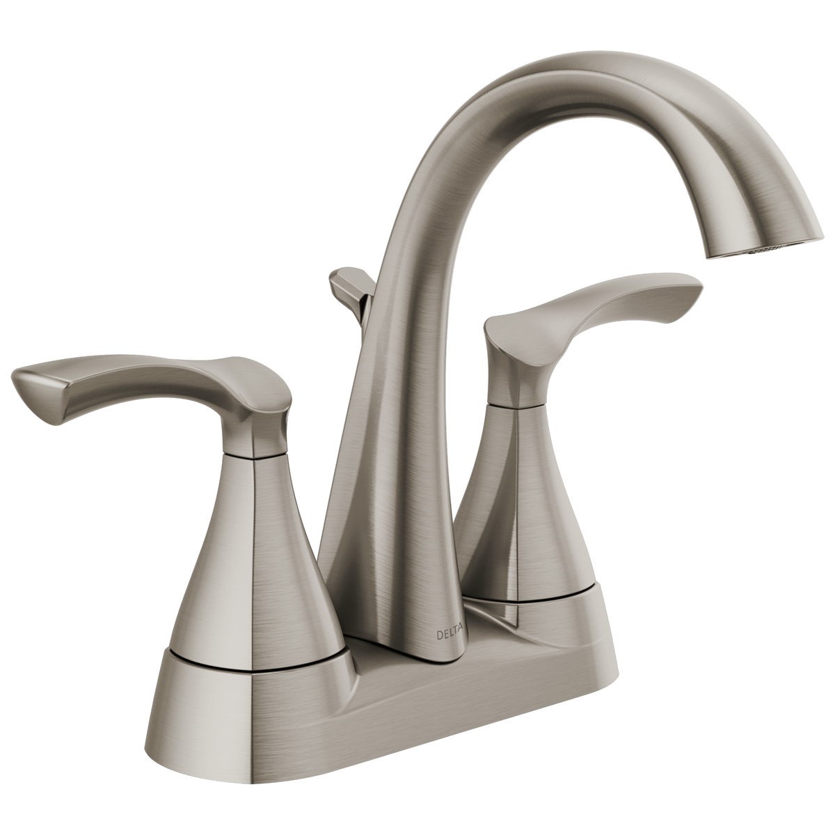 Delta Sandover SpotShield Brushed Nickel 2‑Handle 4‑in Centerset WaterSense Bathroom Sink Faucet with Drain