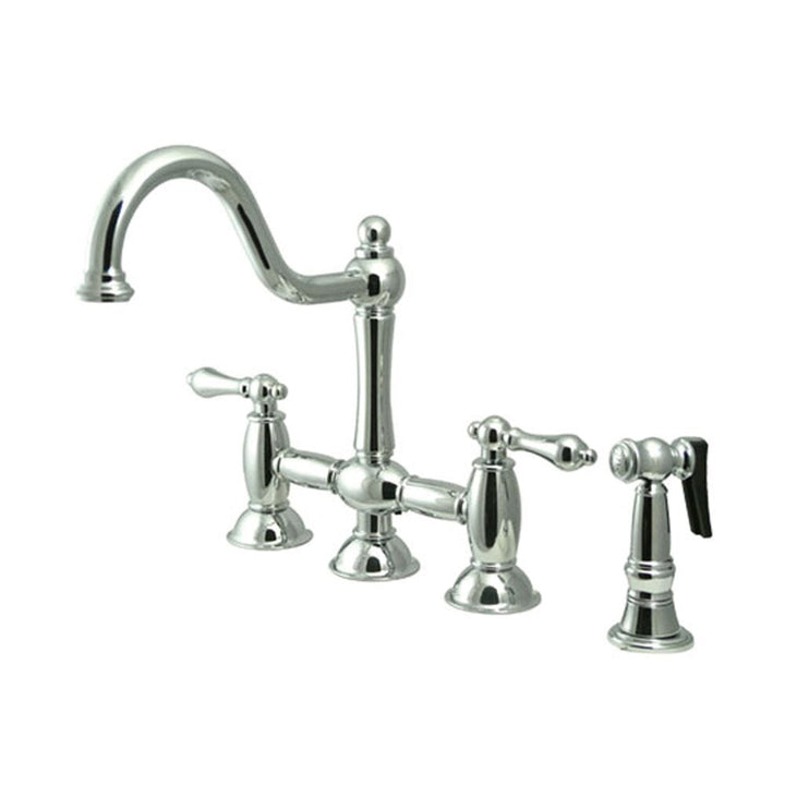 Elements of Design Restoration Chrome 2-Handle Deck-Mount Bridge Kitchen Faucet with Side Sprayer