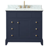 Studio Design Collection Aurora Blue 37 in. Bathroom Vanity with Carrara Top